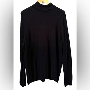 Talbots Woman blk ribbed Pima cottn turtlenk SZ 2X preppy minimalist goth